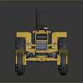 Yellow Tractor Model With Large Wheels And Reflective Surface Design 3d model