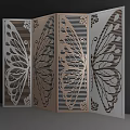 Decorative Multi Panel Screen With Laser Cut Butterfly Patterns And Modern Design 3d model