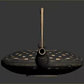 Stylish Modern Teapot With Polka Dot Design And Curved Metallic Handle