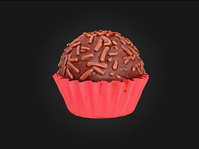 Homemade Delicious Chocolate Truffle Topped With Sprinkles In Red Paper Cup 3d model