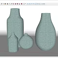 Set of Decorative Ceramic Vases with Light Green Crackle Texture and Various Shapes