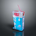 Pure Milk Beverage in Paper Carton with Inserted Straw and Blue White Packaging