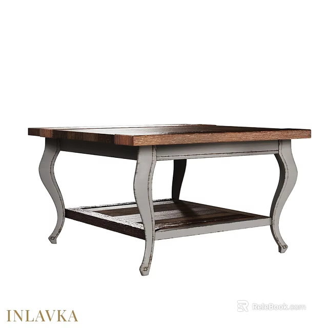 Wooden Top Dining Table With Metal Legs And Lower Storage Shelf Design 3d model 