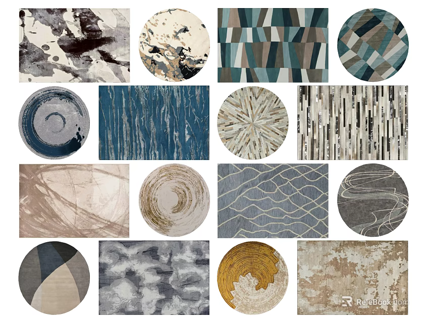 Stylish Square Rugs Featuring Abstract Patterns Geometric Textures And Colorful Designs 3d model