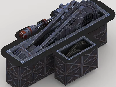 Intricate Industrial Mechanical Device With Metal Gears And Geometric Base Structure 3d model