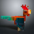 Colorful Pixel Art Rooster With Vibrant Red Comb And Multi Colored Feathers