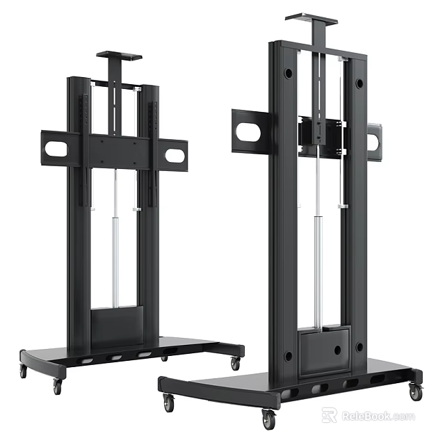 Iron Art Black Heavy Duty Stands With Wheels Vertical Structure And Stable Support 3d model 