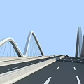 Modern Arched Bridge Structure With Road And Clear Blue Sky View 3d model