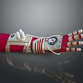 Robot Character With Bionic Mechanical Arm Featuring Red Silver Joints And Finger Structure