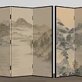 new chinese style screen 3d model