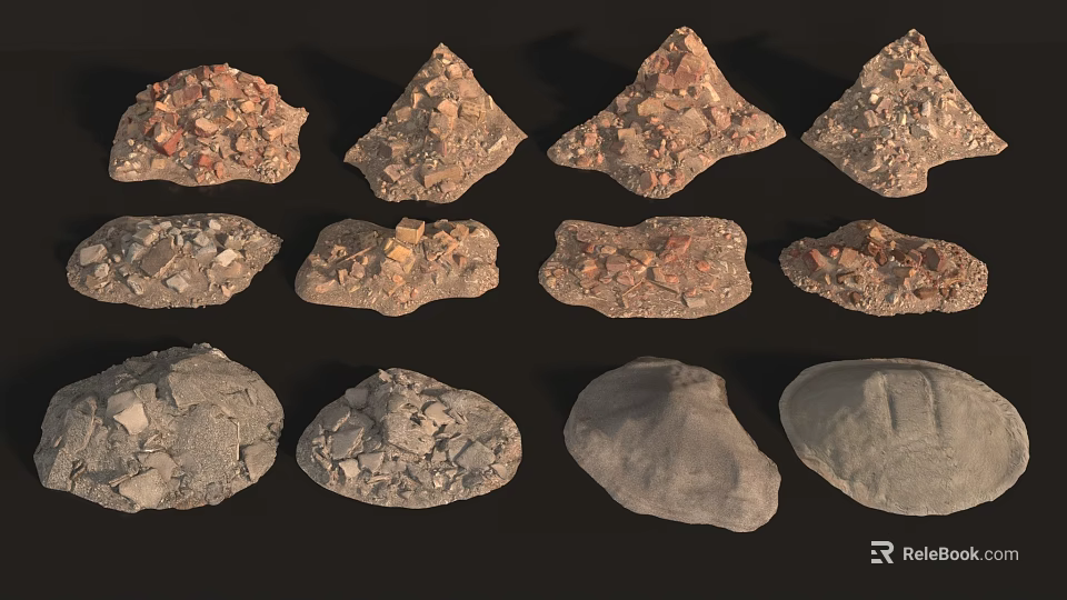 Various Shaped Rock Samples With Different Textures For Geological Study 3d model