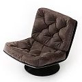 Brown Velvet Upholstered Accent Chair With Button Tufted Back And Round Black Base