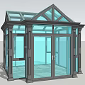Other Glass Structure With Double Doors Windows And Triangular Roof Design 3d model