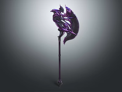 Ornate Purple Black Mythical Axe With Intricate Design And Detailed Handle 3d model