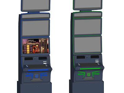 Stand Up Entertainment Gaming Appliances Featuring Multiple Screens Jackpot Display And Coin Slot 3d model