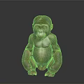 Realistic Brown Baby Gorilla Sculpture In Sitting Posture With Smooth Surface And Gray Background