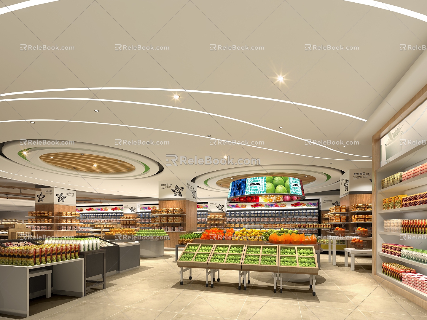 modern supermarket supermarket fruit area 3d model