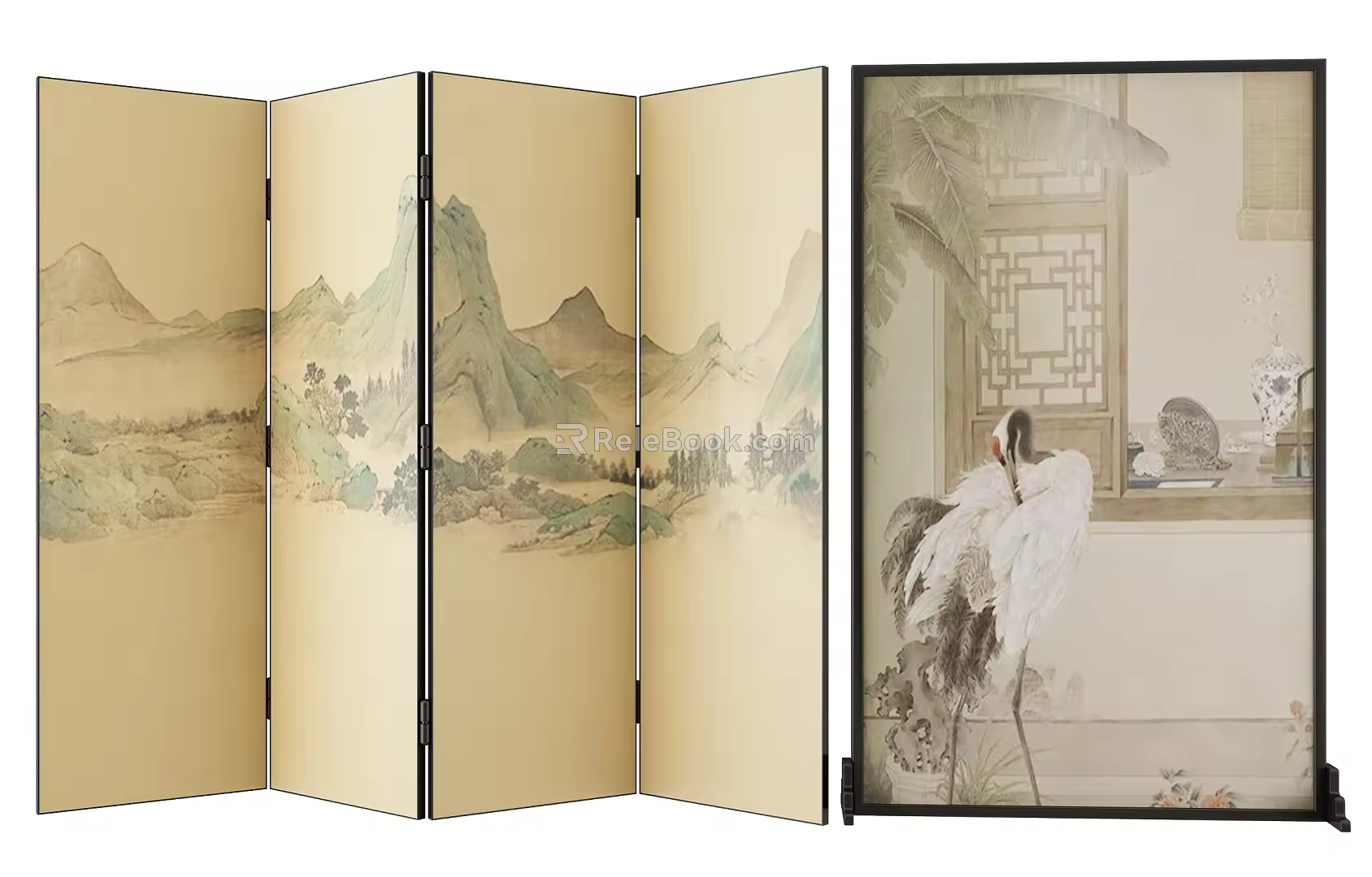 new chinese style screen 3d model