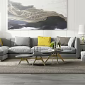Modern Multiplayer Sofa Coffee Table Combination 3d model