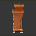 Orange Wooden Cabinet With Multiple Shelves Holding Scrolls Books Green Folders And White Helmet