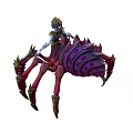 Fantasy Spider Hybrid Creature Humanoid Upper Body With Purple Red Legs Golden Ornate Details