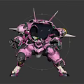 Intelligent Machine Pink Armored Mech With Green Core And Sharp Appendages