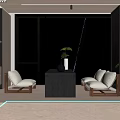 Modern Tea Room Interior With Minimalist Furniture And Natural Light