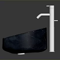 Blue Textured Bathroom Basin With Modern Chrome Faucet For Household Use
