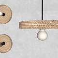 Combined rattan wall lamp chandelier 3d model