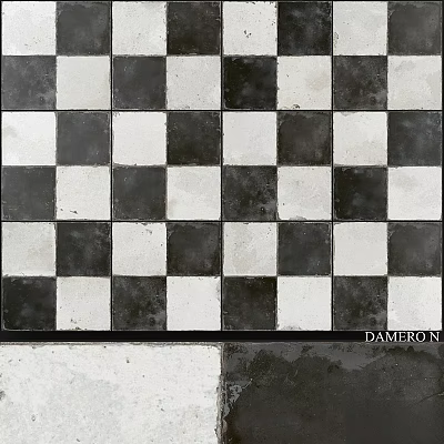 Classic Black And White Checkerboard Floor Tiles With Timeless Pattern Design 3d model