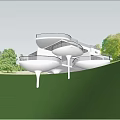Modern Detached Villa with Curved Design and Balconies on Green Hillside