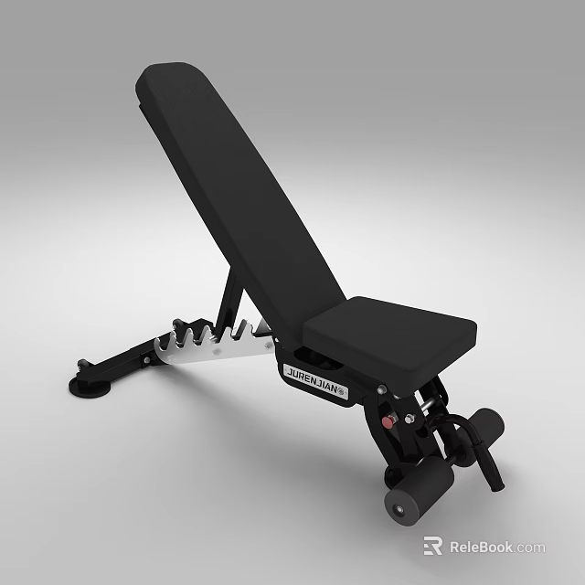 Black Adjustable Weight Bench With Secure Locking System For Home Gym Workouts 3d model
