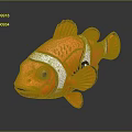 Orange And White Striped Clownfish Toy With Black Fins And Big Eyes