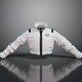 Modern White Jacket With Black Straps Zipper Closure And Chest Logo Design