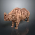 Realistic Brown Rhinoceros 3D Model With Textured Skin On Dark Background 3d model