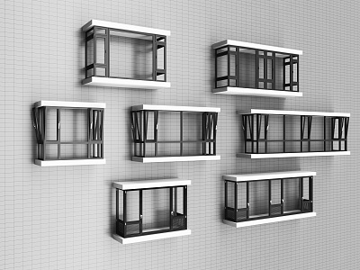 Bay window, casement window, sliding window, balcony window, aluminum alloy window 3d model