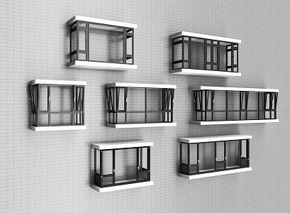 Bay window, casement window, sliding window, balcony window, aluminum alloy window 3d model