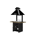 Woodland And Outback Freestanding Stoves With Hooded Tops Wooden Countertop And Cabinet Doors