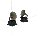 Vintage Gramophones with Classic Horn Design and Sturdy Black Bases for Decorative
