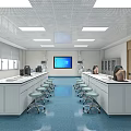 School Medical Training Operating Room With Surgical Lights And Modern Medical Equipment