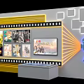 Innovative Movie Theme Display Wall With Classic Posters Projector Design And Light Strips
