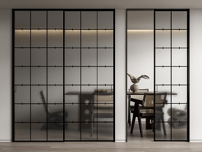 Modern sliding door Middle glass sliding door 3d model