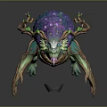 Magical Fantasy Creature With Green Body Purple Crystal Back Tree Root Legs And Horns