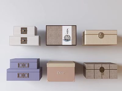 Multi Colored Decorative Storage Boxes With Metal Clasps For Home Organization 3d model
