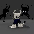 White Horned Character Standing Among Black Tentacled Shadow Creatures And Broken Shells 3d model