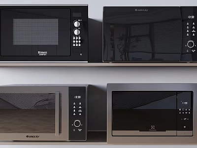Modern Microwave Ovens With Sleek Designs And Control Panels For Kitchen Use 3d model