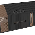 Modern Detached House Exterior With Black Roof And Wooden Balcony Design