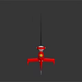 Red Futuristic Spaceship Model With Sharp Wings Yellow Cockpit And Metallic Finish