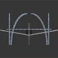 Shiny Curved Metal Frame Structure Featuring Interconnected Arcs And Silver Finish