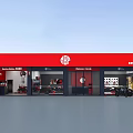 Jialing Motorcycle Store With Red Exterior Modern Glass Doors And Motorcycles Parked Outside